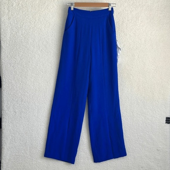 Dress the Population Pants Womens XXS‎ Blue Ashton Wide Leg Split Hem - Picture 2 of 13